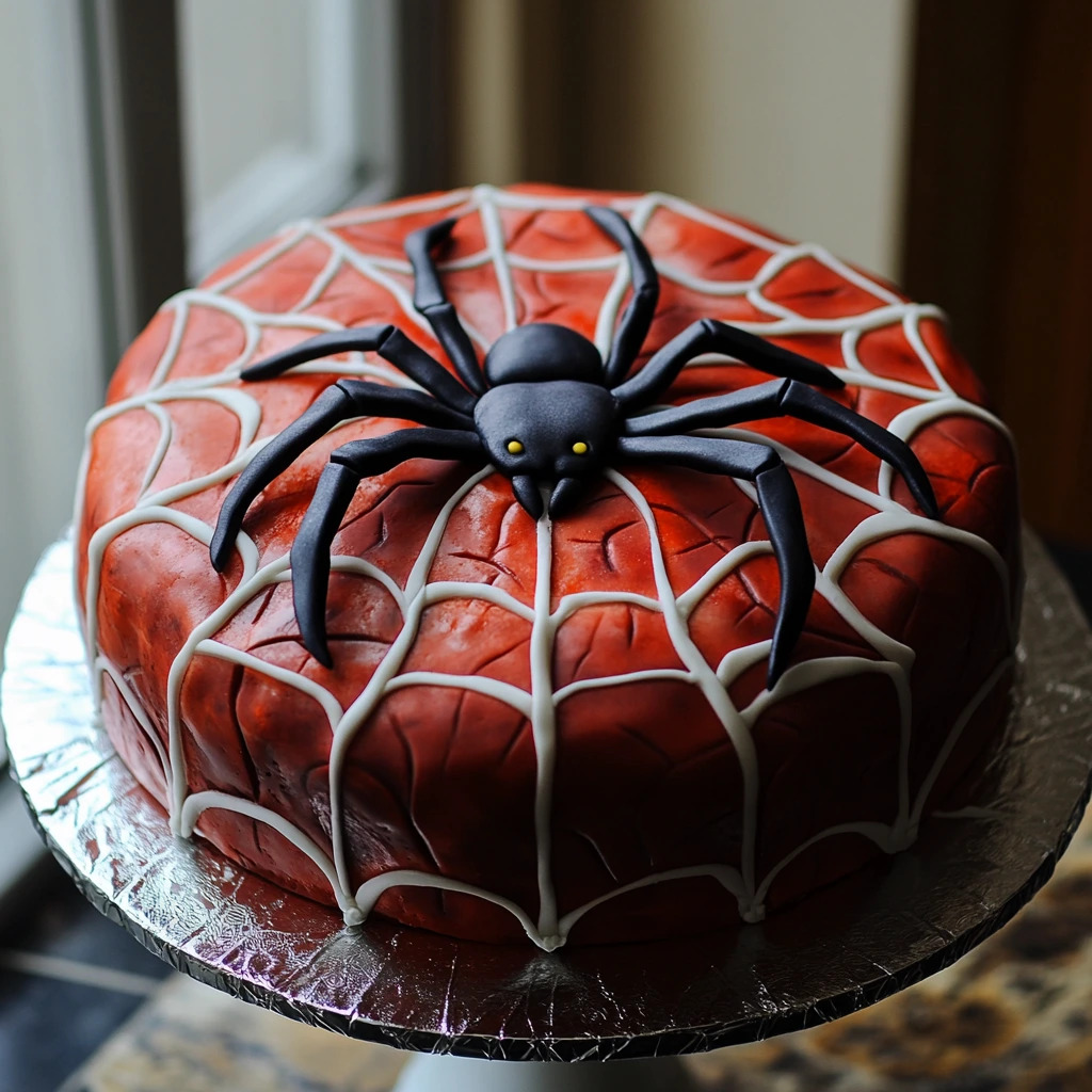 Spiderman-themed cake for superhero celebration