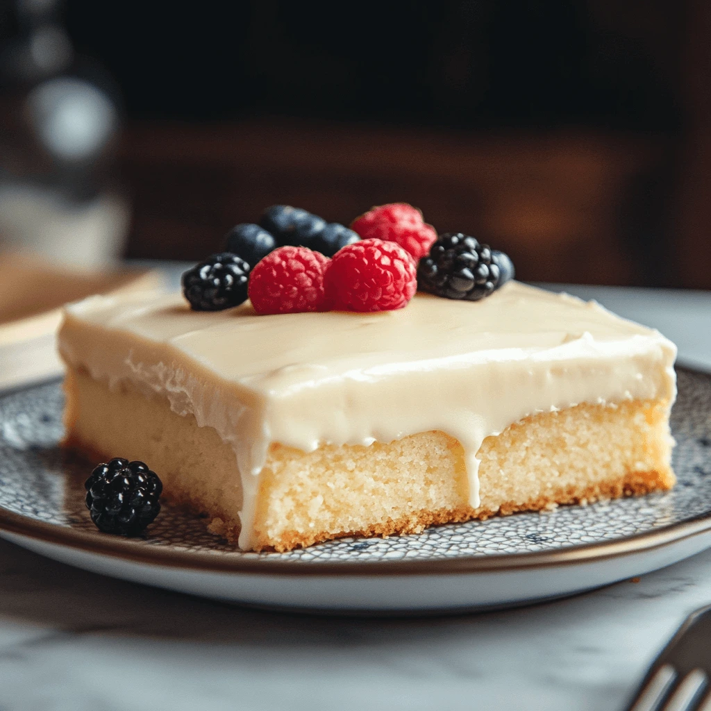 Slice of kefir sheet cake with a fork