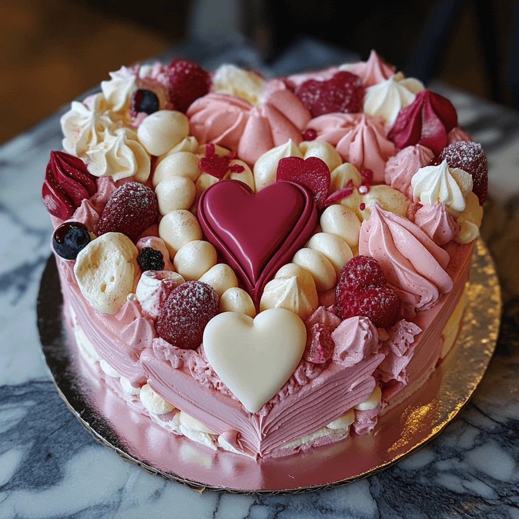 Piping intricate buttercream borders on a heart-shaped cake