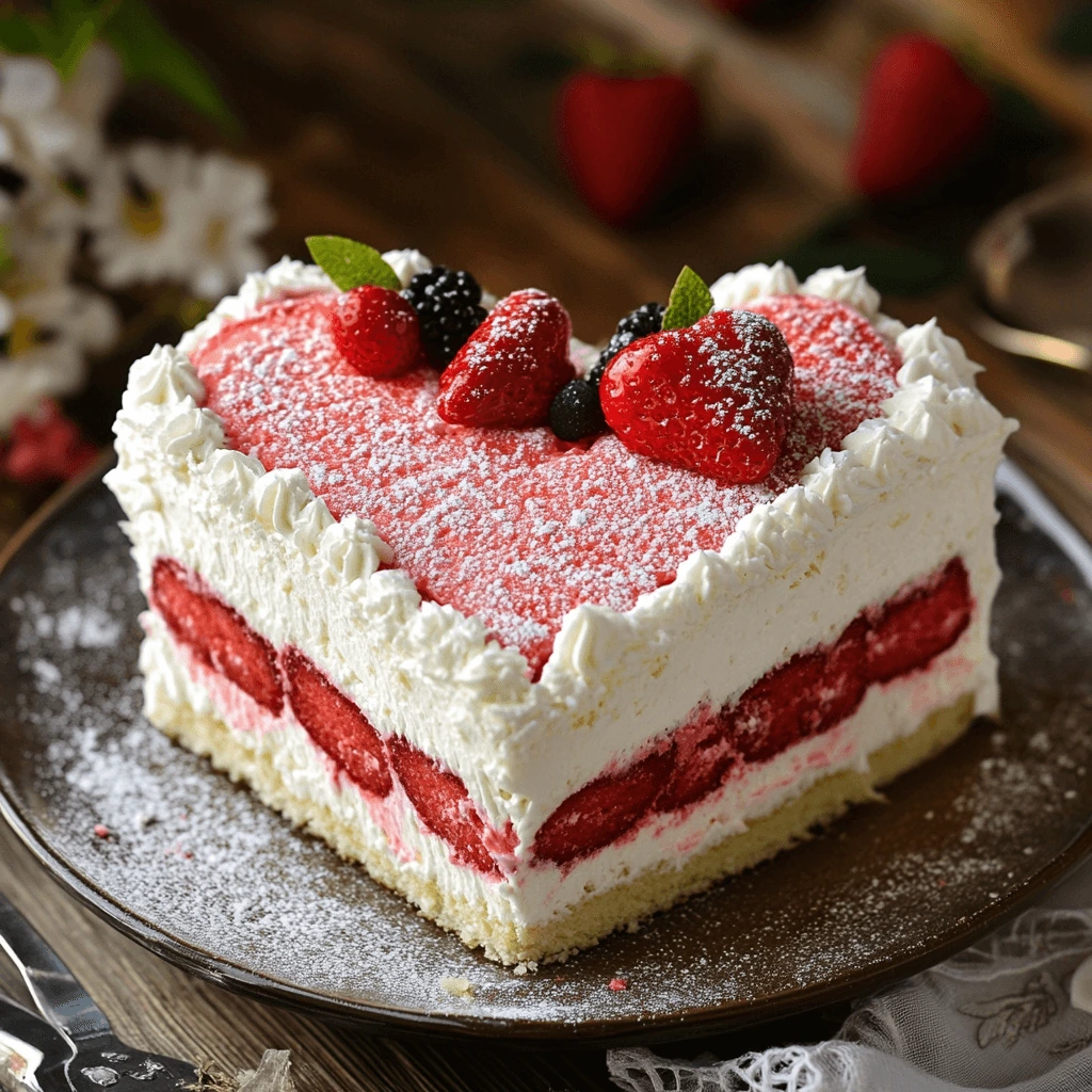 Heart-shaped cake decorated with roses and intricate icing details.