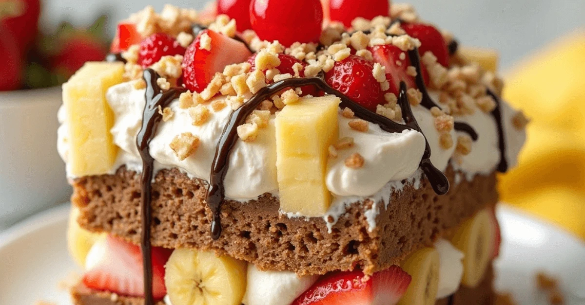 no bake banana split cake